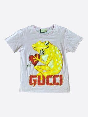 Gucci Pink & Yellow Frog Graphic T-Shirt